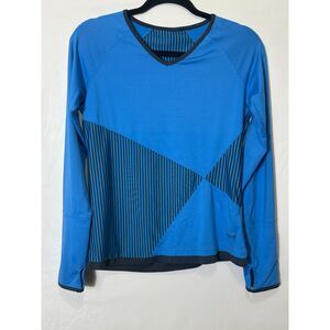 Bolle Women's Long Sleeve Asymmetrical Striped Long Sleeve Active Top Size S